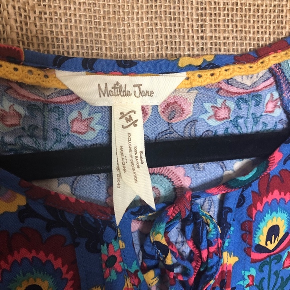 Matilda Jane Girls Dress SZ M Blue Floral Print - Picture 3 of 7